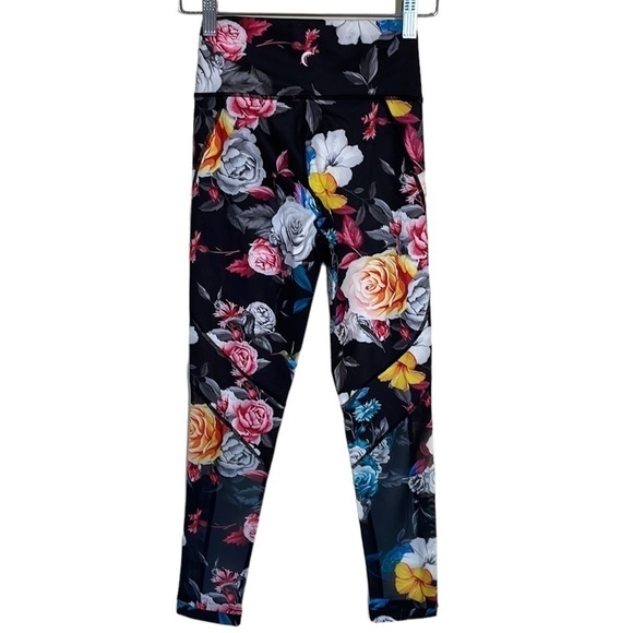 Zyia Active Leggings High Rise Floral Black Athleisure Workout Active Run Gym 2 - Picture 3 of 8